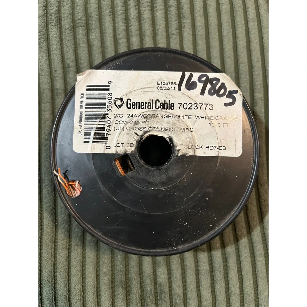 General Cable 24 AWG Solid Copper‎ Wire 100 FT Orange White